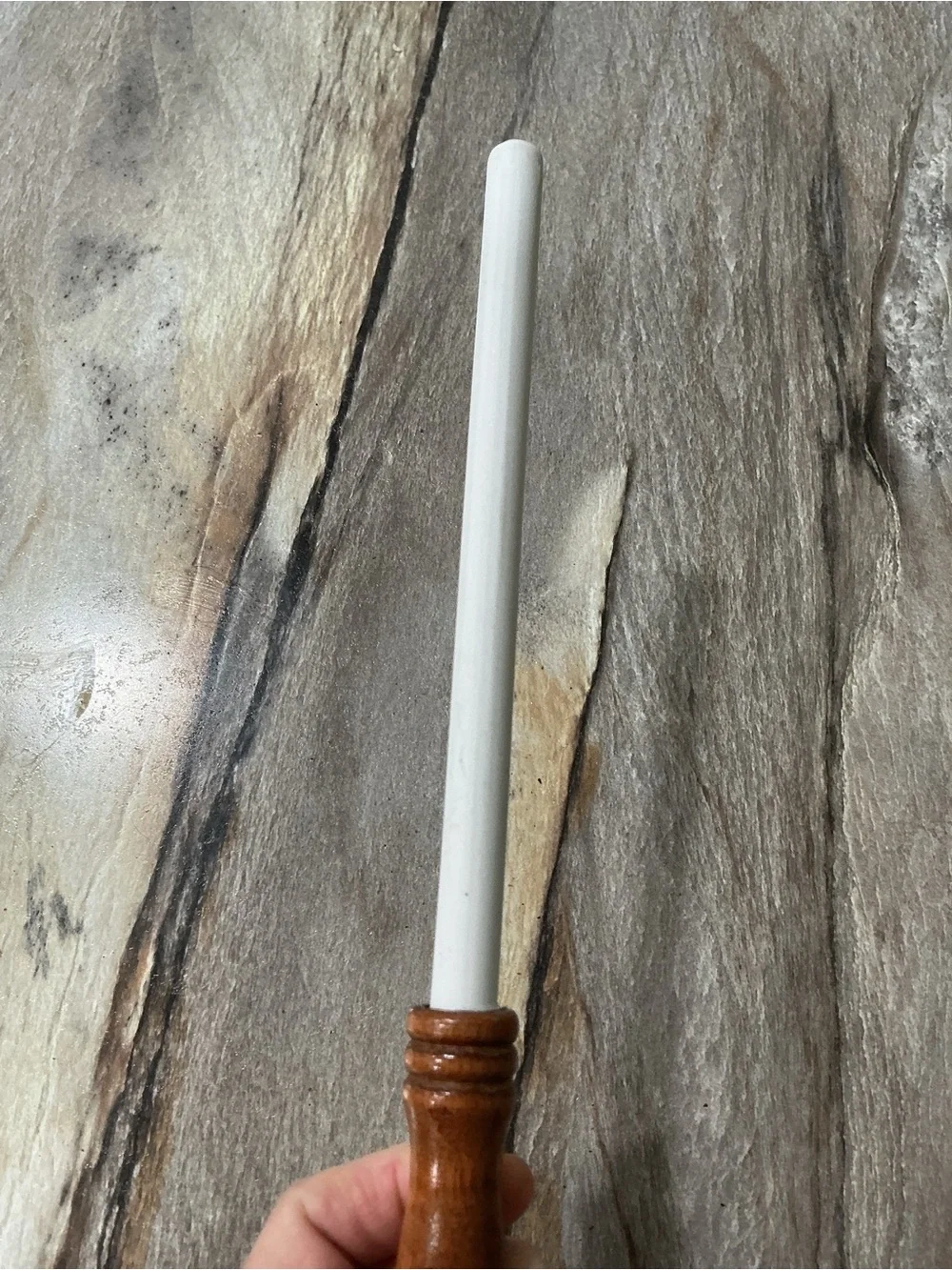 Vintage Ceramic Knife Sharpening Rod Japan 12” Wood Handle Honing Steel 7”
